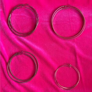 Bundle of four (4) | L/XL gold-tone hoop earrings